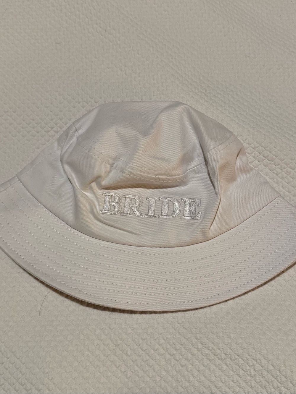 White 'BRIDE' Embroidered Bucket Hat - Women Accessories